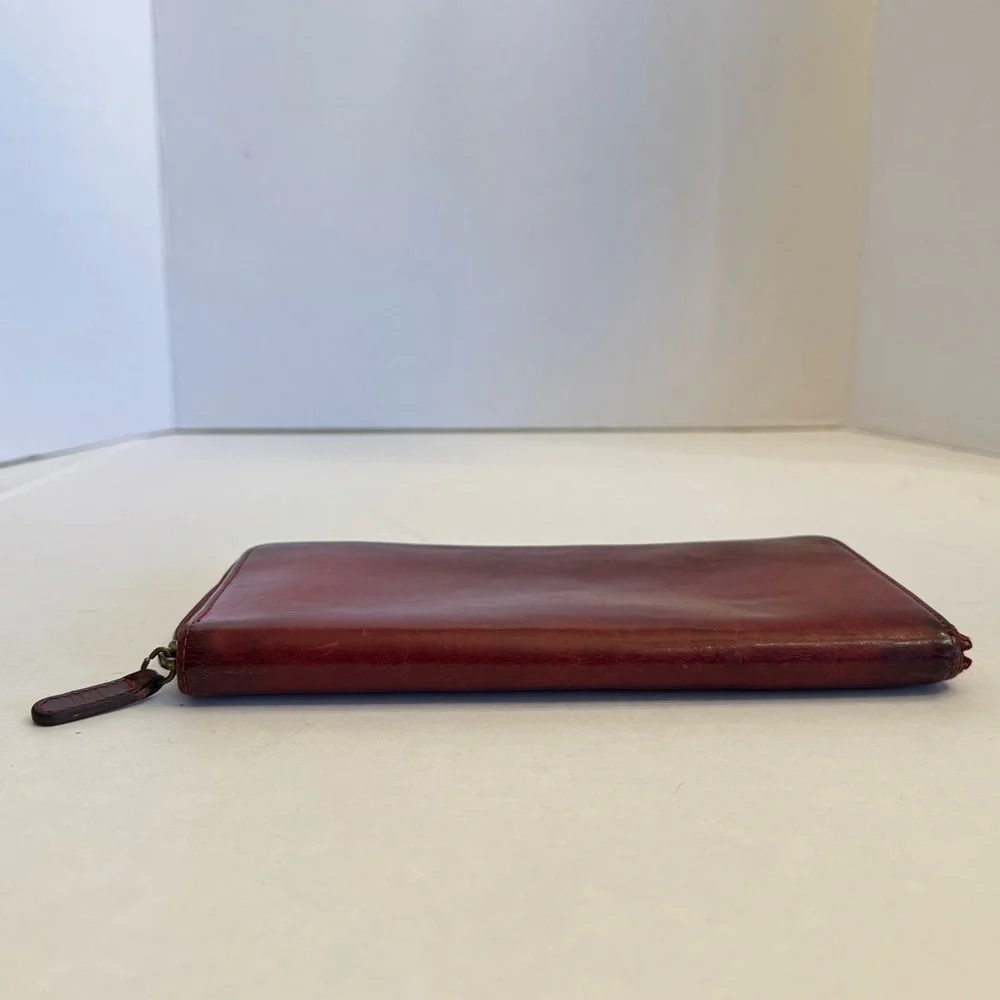Vintage Coach Wallet Burgundy Leather Card Bill Coin Zip Around Accordion VTG